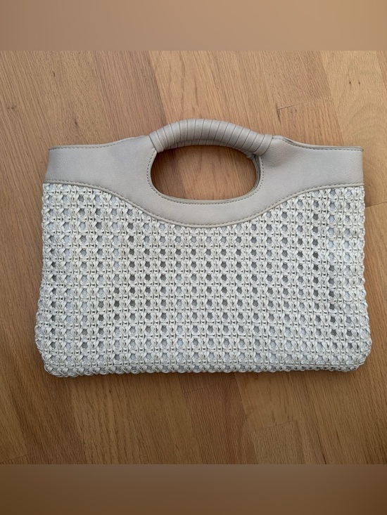 Handbags - Anthropologie Morgan Woven Tote Bag Purse Structured Handle Ivory NWOT Wedding